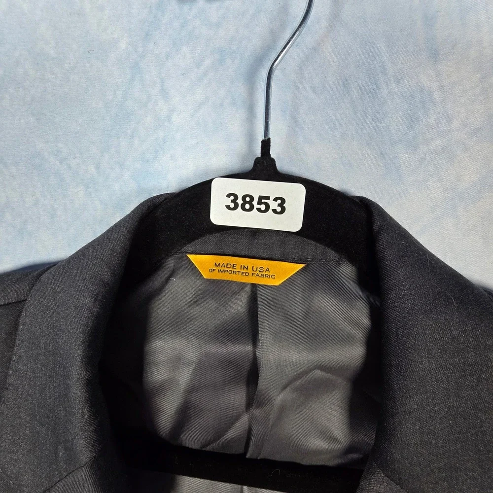 Hickey Freeman Mens Charcoal Gray Worsted Wool Blazer Sport Coat USA Made 44R